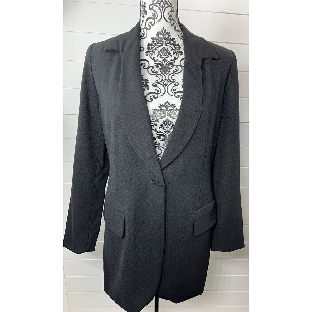 VTG Escada By Margaretha Ley Black Shawl Collar Wool Womens Small Office Siren